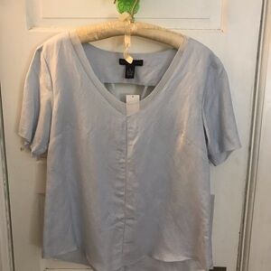 Joan Vass Light Blue Linen Blouse